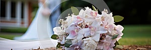 Groom's boutonniere close up