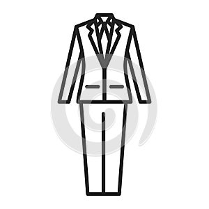 Groom\'s outfit line black icon. Men\'s suit. Wedding boutique. Isolated vector element. Outline pictogram for web page, mobile ap