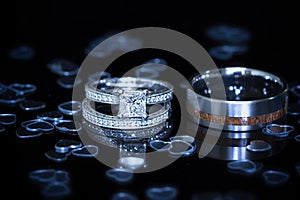Groom`s ring features inset texture