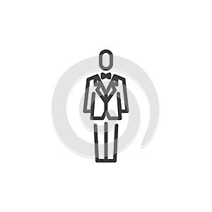 Groom in tuxedo line icon