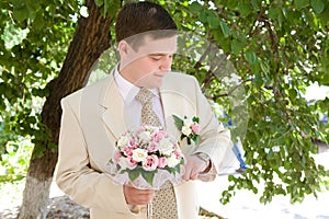 Groom with watch