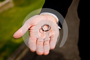 Groom and wedding rings