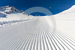 Groomed ski piste