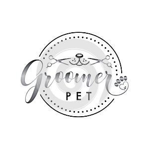 Groomer logo for grooming pet shop photo