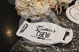 Grooms Crew masks to be worn in a wedding during a pandemic