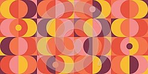 Groovy 1960s Mod Pattern, Retro 60s Background, Seamless Geometric Layout with Bright 60s Colors, Pop Art Wallpaper