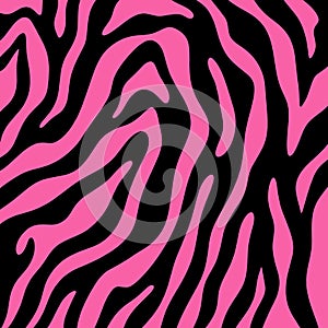 Groovy abstract zebra pink stripes 1960s vector illustration liquid lines