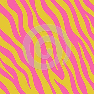 Groovy abstract zebra pink stripes 1960s vector illustration liquid lines