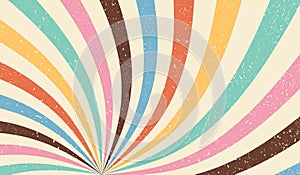 Groovy background. Pattern y2k. Retro twist texture. Trippy circle wave. Vintage sun ray pastel color for design print. Rust swirl