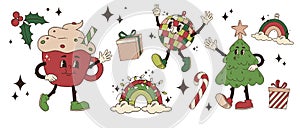 Groovy christmas set of party elements