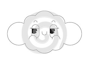 Groovy cloud cute black and white 2D vector avatar illustration