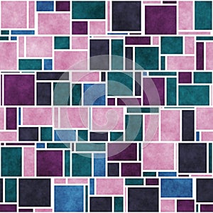 Groovy Colorful Jewel Tone Piet Mondrian Inspired Seamless Pattern photo