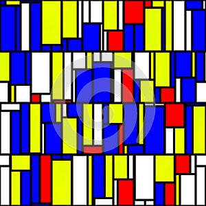 Groovy Colorful Vibrant Piet Mondrian Inspired Seamless Background