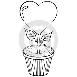 Groovy flowerpot plant heart