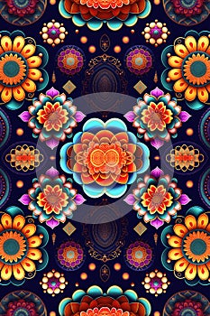 Groovy flowers volumetric pattern with shapes random for backgrounds. Generative AI