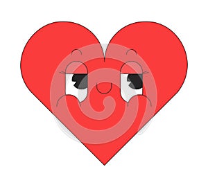 Groovy heart smiling 2D linear vector avatar illustration