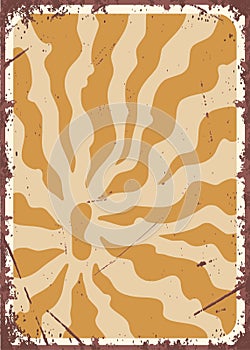Groovy hippie 70s background. Waves, swirl, twirl, flower, rays pattern. Twisted and distorted vector in retro