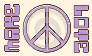 Groovy hippie 70s sticker. Symbol hippie. Sticker in trendy retro psychedelic cartoon style 60s. Make love. Good vibes