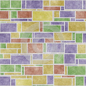 Funky Colorful Abstract Piet Mondrian Inspired Seamless Pattern photo