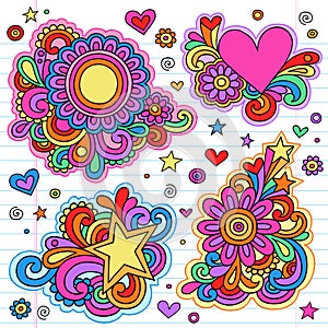 Groovy Notebook Doodle Frames Vector Designs