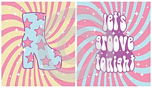 Groovy Retro 70s Style Vector Prints for Disco Lovers.