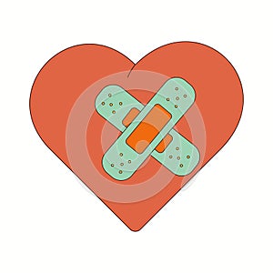 .Groovy retro heart.Valentine\'s Day.Cartoon style.