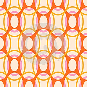 Groovy seamless pattern. Retro circle background. Repeating vintage prints. Repeated circles. Repeat round. Vector illustration