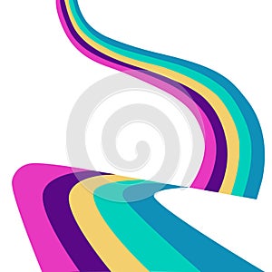 Groovy Style. Rainbow Wave Stripes Background.