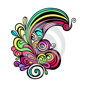 Groovy Swirly Freehand Doodle Design Element