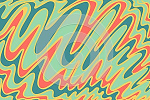 Groovy wavy horizontal banner Abstract retro line art aesthetic 70s style. Trendy 1960s color waves groove background