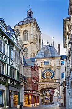 Gros-Horloge clock in Rouen, Normandy