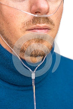 Nasal cannula man photo