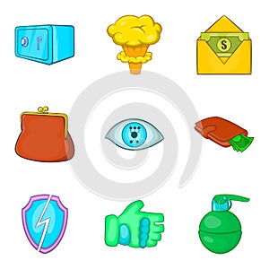 Gross carelessness icons set, cartoon style