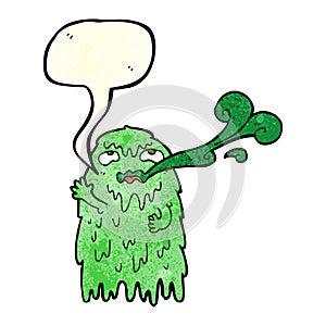 gross cartoon ghost with speech bubble