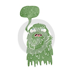 gross cartoon ghost with speech bubble