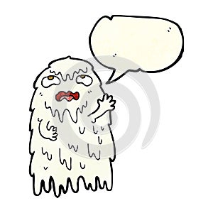 gross cartoon ghost with speech bubble