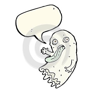 gross cartoon ghost with speech bubble