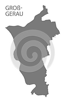 Gross-Gerau grey county map of Hessen Germany