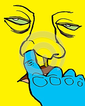 Gross Nose Picking Man Yellow