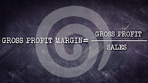 gross profit margin equalvalant to gross profit upon sales formula displayed with chalkboard illustration photo