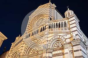 Grosseto, the cathedral by night