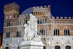 Grosseto, the cathedral square by night