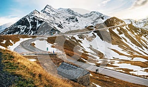 Grossglockner High Alpine Road in Austria in dusk