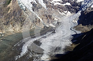 Pasterze glacier in Hohe Tauern National Park at the foot of Grossglockner Mountain photo