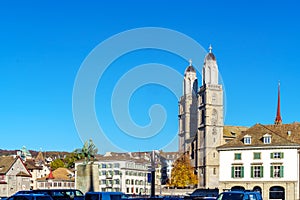 The Grossmunster Romanesque-style church, Zurich, Switzerland