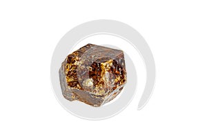 Grossular garnet mineral stone macro on white background