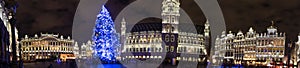 Grote markt place on a christmas evening brussels belgium high definition panorama