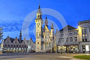 Grote Markt square of Aalst in the evening photo
