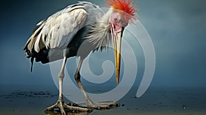 Grotesque Caricature Of A Great White Stork In Symbolist Style