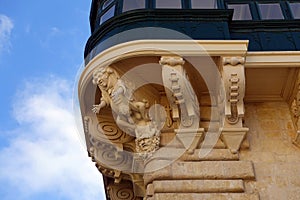 Grotesque Carving at Grandmasterâ€™s Palace, Saint Georgeâ€™s Square, Valletta, Malta